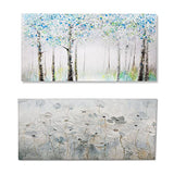 ArtbyHannah Blossom White Flower Blue Birch Canvas Painting Wall Art Textured 3D Hand-Painted Oil Painting