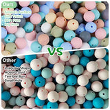 Silicone Beads, 155pcs Silicone Beads for Keychain Making, 12mm Silicone Beads Bulk 14mm Hexagon Rubber Beads for Jewelry Making with Lanyard 5M Silicone Focal Beads for Pen