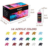 Keebor Basic Acrylic Paint Set, 18 Colors (4oz, 120ml) for Art Painting, Safe & Non-Toxic