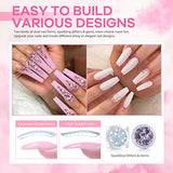 Modelones Poly Extension Gel Nail Kit - Nail Enhancement Builder Nail Gel with 48W LED Nail Lamp 6 Nude Pink Colors Slip Solution Rhinestones Glitter All In One Kit for Nail Manicure Starter Kit DIY at Home Valentine's Day