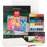 Arteza Watercolor Painting Art Set, Watercolor Half-Pans and Foldable Canvas Paper Bundle,DIY Kit, Art Supplies for Kids and Adults