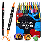 Arrtx Acrylic Paint Pens, 62 Colors Brush Tip and Fine Tip (Dual Tip) Paint Markers for Rock Painting, Water Based Acrylic Painting Supplies for Fabric Painting,Wood, Plastic