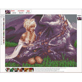 DIY 5D Diamond Painting by Number Kit, Beauty and Dragon Crystal Diamond Embroidery Cross Stitch Arts Craft Canvas for Wall Decor 12x16 inches