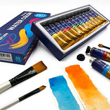 Artists' Watercolor Paint Set 12 Colors in Tubes (0.5 oz / 15 ml) by Art Whale - Highly Pigmented Paints for Students, Adults, Artist - Professional Watercolor Paint Tube Set