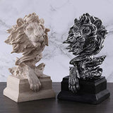 H&W Sandstone Lion - The King of Beasts - Statue Decoration for Home/Study/Living Room, Great Collectible Figurines, Best Gift for The Man, Sandstone Color (HH17-D2)