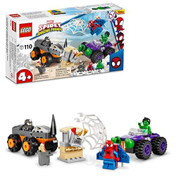 LEGO Marvel Spidey and His Amazing Friends Hulk vs. Rhino Truck Showdown 10782 Building Kit; Playset Comes with 2 Spider-Man Vehicles; Birthday Gift for Kids Aged 4+ (110 Pieces)