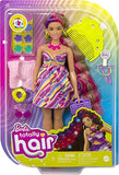 Barbie Totally Hair Flower-Themed Doll, Curvy, 8.5 inch Fantasy Hair, Dress, 15 Hair & Fashion Play Accessories (8 with Color Change Feature) for Kids 3 Years Old & Up