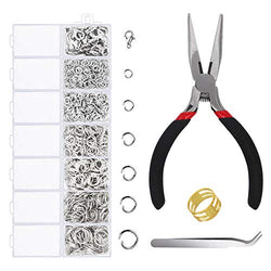 1500 Pieces Jump Rings with Lobster Clasps and Jewelry Pliers for Jewelry Making Supplies