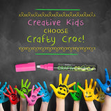 Crafty Croc Liquid Chalk Markers, Jumbo 18 Pack, (Mom's Choice Award Gold Recipient), Neon Plus Earth Colors 6mm Reversible Tip, 2 Replacement Tips Included