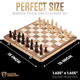 Chess Armory Chess and Checkers Chess Set, Wooden Chess and Checkers Board Game with 15inch Wood Box