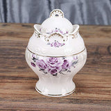 fanquare 15 Piece Porcelain Tea Set for Adults, Wedding Tea Service, Large British Teapot with Cups, Purple Rose