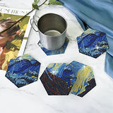 NIHO-JIUMA Van Gogh Diamond Painting Coasters Kits, 7 PCS Hexagon Coasters Van Gogh Starry Night Diamond Painting Kits for Beginners Adults