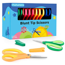 Huhuhero Kids Scissors, 5'' Small Safety Scissors Bulk Blunt Tip Toddler Scissors, Soft Grip Right/Left Handed Kid scissors for School Classroom Children Craft Art Supplies, Assorted Colors, 24-Pack