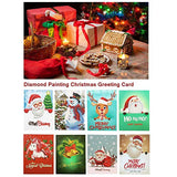 YOBEYI DIY Christmas Card with Diamond Painting Drill by Numbers 8Packs Christmas Tree Santa Claus New Year Greeting Card Christmas Stickers Christmas Gifts (C)