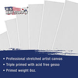 U.S. Art Supply 9 x 12 inch Stretched Canvas Super Value 8-Pack - Professional White Blank 3/4" Profile Heavy-Weight Gesso Acid Free Bulk Pack - Painting, Acrylic Pouring, Oil Paint