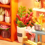 CUTEBEE Dollhouse Miniature with Furniture, DIY Wooden Dollhouse Kit Plus Dust Proof, Creative Room Idea (Rabbit Florist)