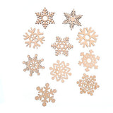 RayLineDo 10pcs Different Snowflake Shapes Hollow Design Wooden Embellishments 60MM for Crafting