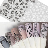 French Nail Art Stickers Decals 8Sheets Nail Art Supplies 3D Self-Adhesive Nail Art Decoration French Black and White Lace Retro Flower Vine Pattern Nail Accessories Classic Simple DIY Design