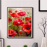 Diamond Painting Poppies Flower Kit DIY 5D Full Drill Diamond Art Red Poppy Flowers Round Rhinestone Embroidery Cross Stitch Painting Arts Craft Canvas for Adults and Beginner Wall Decor11.8X15.8inch