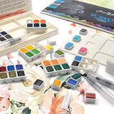 ClasseArt Watercolor Paint Set with Bonus 15 Paper Pads Includes 48+6 Premium Colors-3 Water Brush Pens-Storage Case with Palette-Swatch Sheet and Sponge