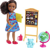 Barbie Chelsea Can Be Playset with Brunette Chelsea Teacher Doll (6 inches), Chalkboard, Pointer, Globe, Mug, File, Teddy Bear Figure, Great Gift for Ages 3 Years Old & Up