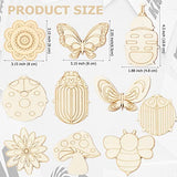 Unfinished Wooden Cutouts 20 Pieces, Wood Slices Animals Butterfly Bee Mushroom Flower Art Paint Blank Crafts 10 Styles DIY Spring Ornaments for Home Decorations Party Supplies