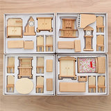 Baby Kim Miniature Furniture ModelBaby KimNew 29 Pcs 1:24 Scale Dollhouse Miniature Unpainted Wooden Furniture Model Suite