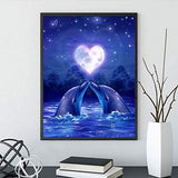 ELOOR 5D DIY Full Drill Dolphin Two Dolphins Heart Of The Ocean Diamond Painting Kits,Rhinestone Painting Kits for Adults and Beginner,For Living Room Bedroom Decor And Kids Girls Women Gifts(12"X16")