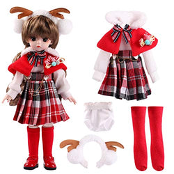 N\C U Canaan B J D Accessories1/6 B J D Doll Clothes Set Winter Christmas Style Outfits For30 C M Dolls Girls Dress Up Toys Accessories