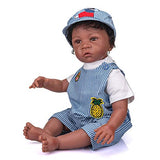 Anano Real Looking Reborn Baby Dolls African American Boy 24 Inch Reborn Toddler Dolls Soft Body Curly Hair Reborn Dolls Black Boy with Hat Poseable