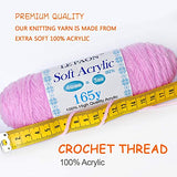 LE PAON Total of 165 Yards Craft Yarn Acrylic Yarn Skeins for Knitting and Crochet Perfect Beginner Yarn(Neon Lt Pink)