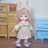 SISON BENNE 6.3 inch BJD Doll, 1/8 Dolls Mini Ball Jointed Body + Makeup + Eyes + Wig + Shoes + Clothes, Full Set DIY Toys, Girls Gift (6#)