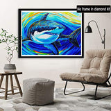 Rovepic Diamond Painting Kits Round Full Drill 5D Shark Animal, DIY Paint with Diamonds Art Color Marine Life Crystal Rhinestone Cross Stitch for Home Office Wall Crafts Decorations 12x16Inch
