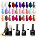 30PC Gel Nail Polish Set Soak Off LED U V Manicure Nail Art Set with Matte Top Coat and High Gloss Top Gel Coat Base Coat