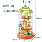 Rowood DIY Miniature Dollhouse for Adults Teens Kids, Tiny House Kit to Build, Children's Day/Birthday/Valentine's Day Gift Choice - Domed Loft (LED ; Glass Cover)