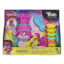Play-Doh Trolls World Tour Rainbow Hair Poppy Styling Toy for Kids 3 Years and Up with 6 Non-Toxic Colors