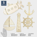 Bright Creations 5-Pack Nautical Ocean Beach Wood Cutouts for DIY Crafts and Painting, 5 Designs, Assorted Sizes