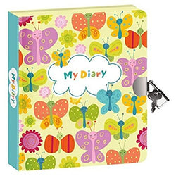 Peaceable Kingdom Butterflies Glow in the Dark 6.25" Lock and Key, Lined Page Diary for Kids