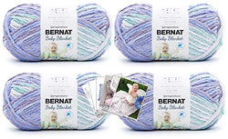 Bernat Baby Blanket Yarn - Big Ball (10.5 oz.) - 4 Pack with Pattern Cards in Color (Posy Purple)