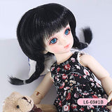 MEESock 1/6 SD/BJD Doll Hair High Temperature Silk Wig Black Braids Wig, Suitable for Head Circumference of About 16-17cm