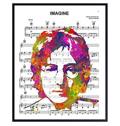 John Lennon Poster - 8x10 Beatles Wall Art Decor - Cool Unique Gift for Paul McCartney, Ringo Starr, George Harrison, 60s Music Fans - Imagine Sheet Music - Modern Pop Art Picture Print