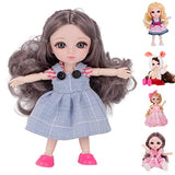 Beem Jun 6 Inch Girl Bjd Dolls 16 cm Ball Joints Doll with Accessories Small Cute Pups Grey Eyes Adorable Clothing Dress Up Pink Princess Outfit Dolly Best Gift for 3 Years+（Blue）