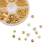 PH PandaHall 1 Box 300 PCS 6 Style Golden Brass Bead Spacers Jewelry Findings Accessories for