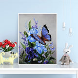 DIY 5D Diamond Painting Kits for Adults Kids, Flower and Butterfly Paint by Numbers Kits on Canvas, Full Drill Round Diamond Painting Sets for Gift Home Wall Decor