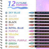 Koovac's Metallic Markers, 12 Glitter Markers Set for Kids, Double Line Outline Markers, Colored Super Squiggles Markers for Art, Writing, Drawing, Greeting Cards, Easter Eggs & Scrap Book