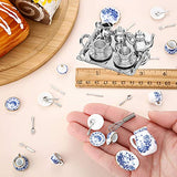 G0lden&Mang0 39Pcs Dollhouse Kitchen Set, 17 Mini Tea Cup Set, 6Pcs Alloy Dollhouse Tea Cup Set, 16Pcs Mini Doll Plates Knife Fork Spoon for Kids Gift