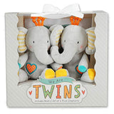 We are Twins - Baby and Toddler Twin Gift Set- Includes Keepsake Book and Set of 2 Plush Elephant Rattles for Boys and Girls. Perfect for Newborn Infant - Baby Shower - Toddler Birthday - Christmas