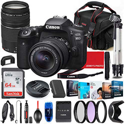 Canon EOS 90D DSLR Camera with 18-55mm STM & 75-300mm III Lens Bundle + Premium Accessory Bundle Including 64GB Memory, Filters, Photo/Video Software Package, Shoulder Bag & More