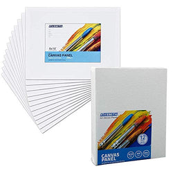 FIXSMITH-Painting-Canvas-Panels,8"x10" Super Value 12 Pack,100% Cotton,Back to School,Primed,Acid Free,Artist Canvas Boards for Professionals,Hobby Painters,Students & Kids.