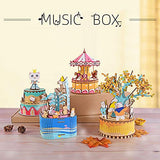 Spilay DIY Dollhouse 3D Puzzle Music Box,Handmade Miniature Wooden Furniture Kit to Build Rotating Crafts Creative Figure Model Best Birthday for Adult Teenager Idea Gift